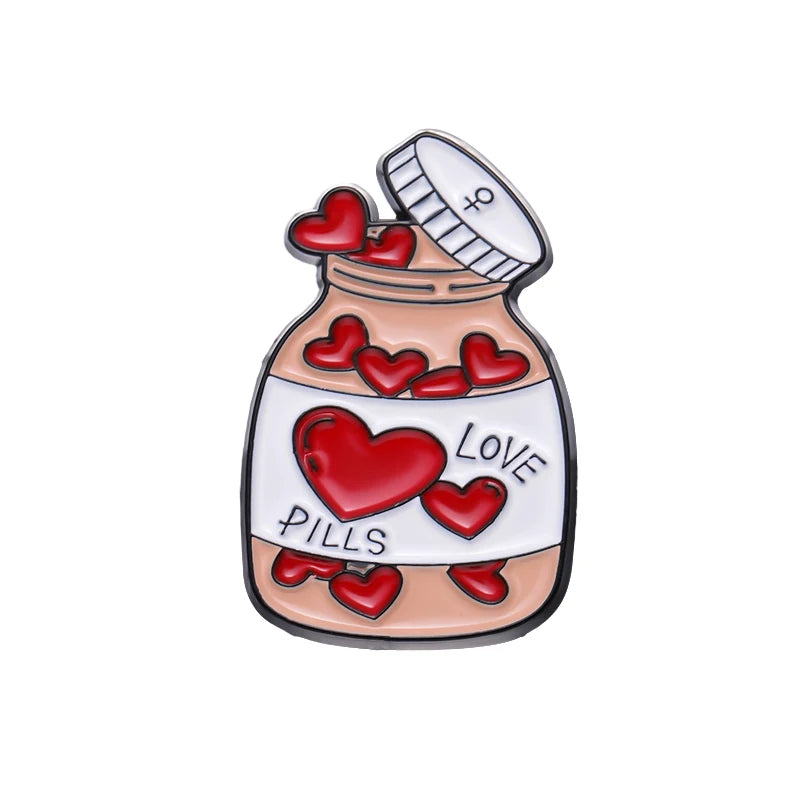 Broches de frascos de medicina de dibujos animados, lindos broches personalizados para abrigos, sombreros, solapas, ropa, joyería para médicos y enfermeras, regalo, insignia de hospital, metal al por mayor