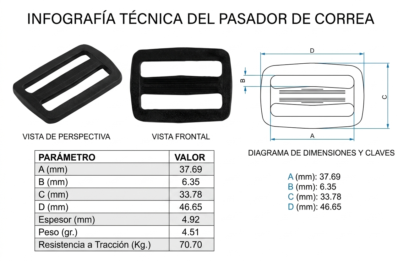Tensor Plástico 38mm (1"1/2) Jordao Negro