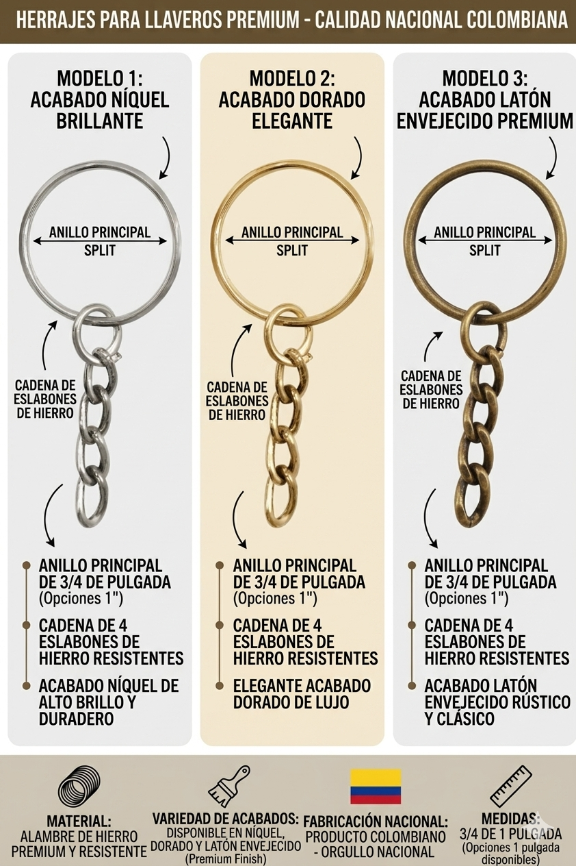 Herraje Llavero 19mm (3/4) Clásico Delgado