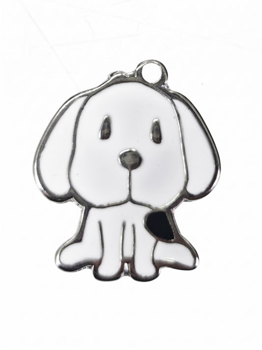 Dije Placa Mascota 25mm Perrito Blanco