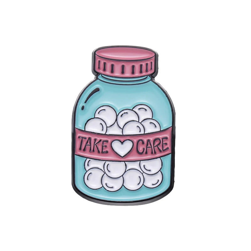 Broches de frascos de medicina de dibujos animados, lindos broches personalizados para abrigos, sombreros, solapas, ropa, joyería para médicos y enfermeras, regalo, insignia de hospital, metal al por mayor