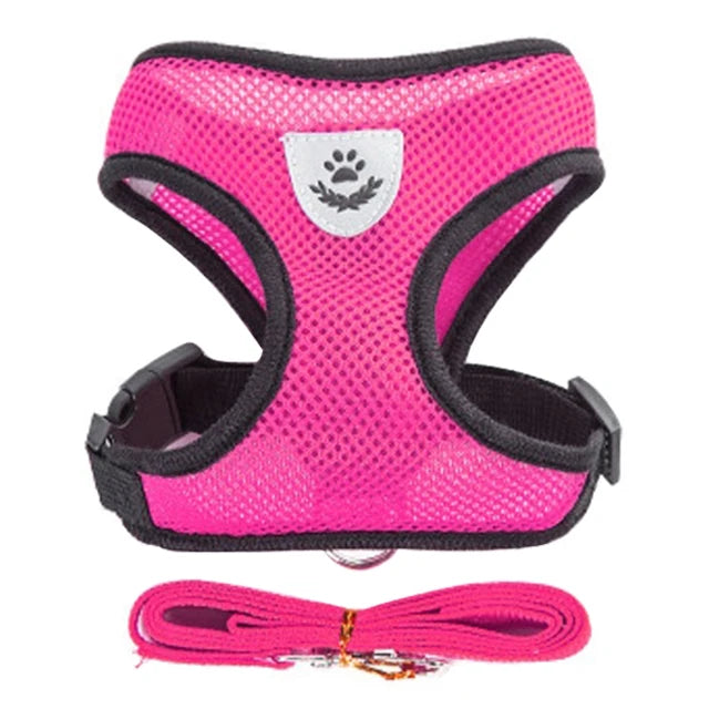 Arnés para gatos, chaleco, correa para pasear, collar para cachorros, collar de poliéster, arnés de malla ajustable para perros, accesorios para mascotas pequeñas y medianas