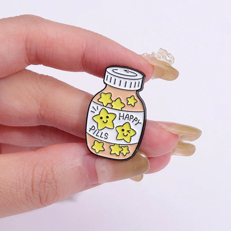 Broches de frascos de medicina de dibujos animados, lindos broches personalizados para abrigos, sombreros, solapas, ropa, joyería para médicos y enfermeras, regalo, insignia de hospital, metal al por mayor
