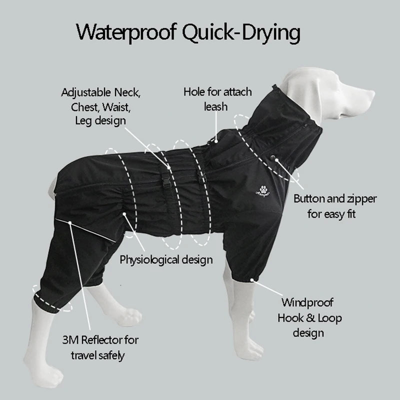 Chaqueta impermeable para perros, ropa de exterior, abrigo cálido de invierno, mono grande, impermeable reflectante para perros pequeños, medianos y grandes.