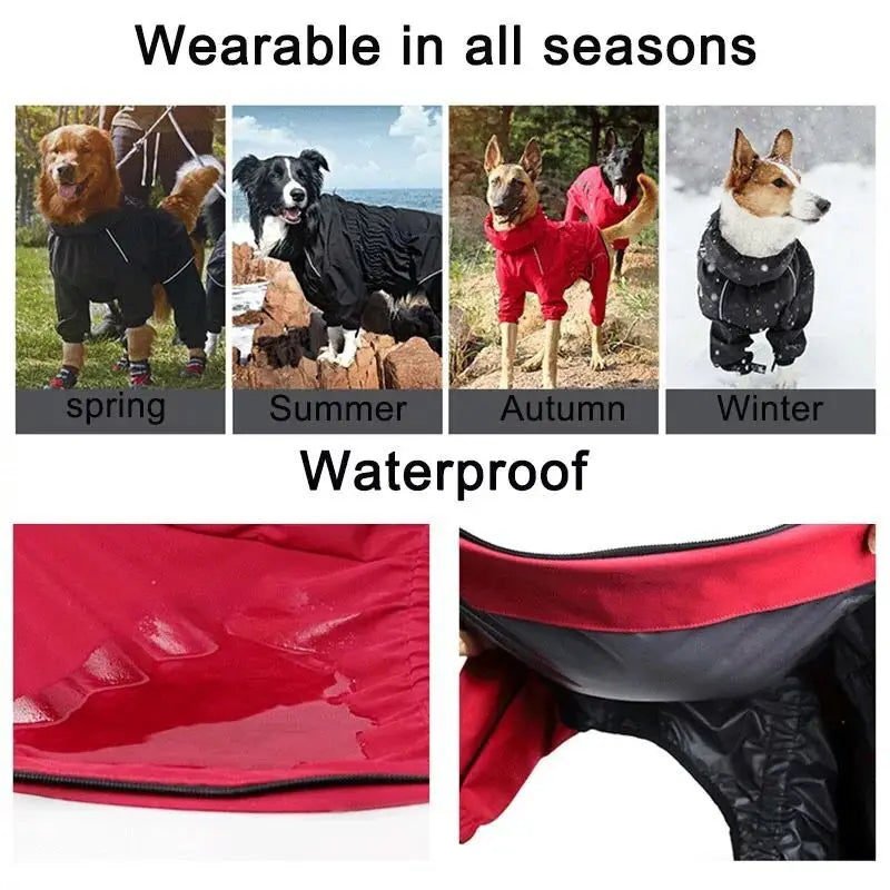 Chaqueta impermeable para perros, ropa de exterior, abrigo cálido de invierno, mono grande, impermeable reflectante para perros pequeños, medianos y grandes.