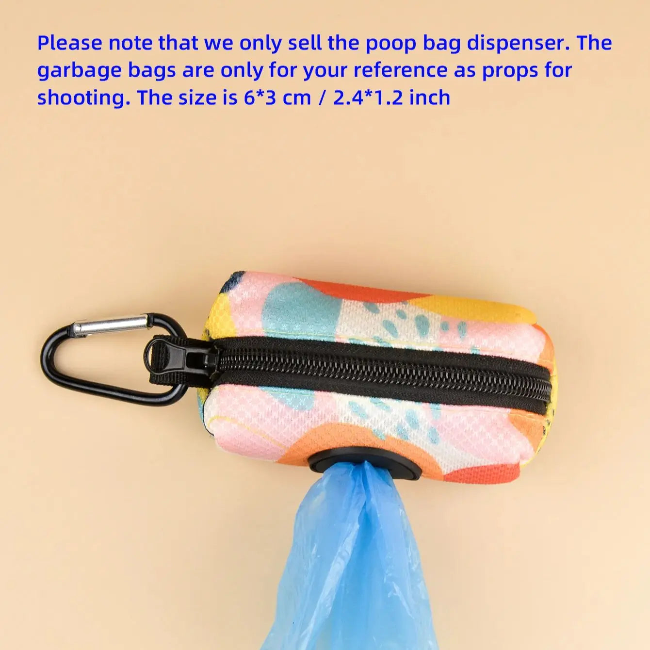 1 dispensador de bolsas para excrementos de perro con diseño colorido y duradero, para sujetar a la correa del perro (sin bolsas ni correa).