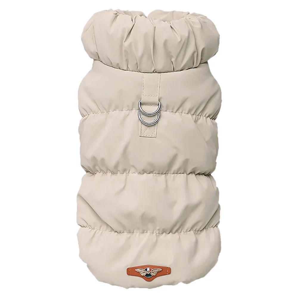 Abrigo de invierno de lujo para perros, chaleco de algodón cálido para mascotas, chaqueta gruesa de diseño para perros con anilla en D. Ropa Para Perro