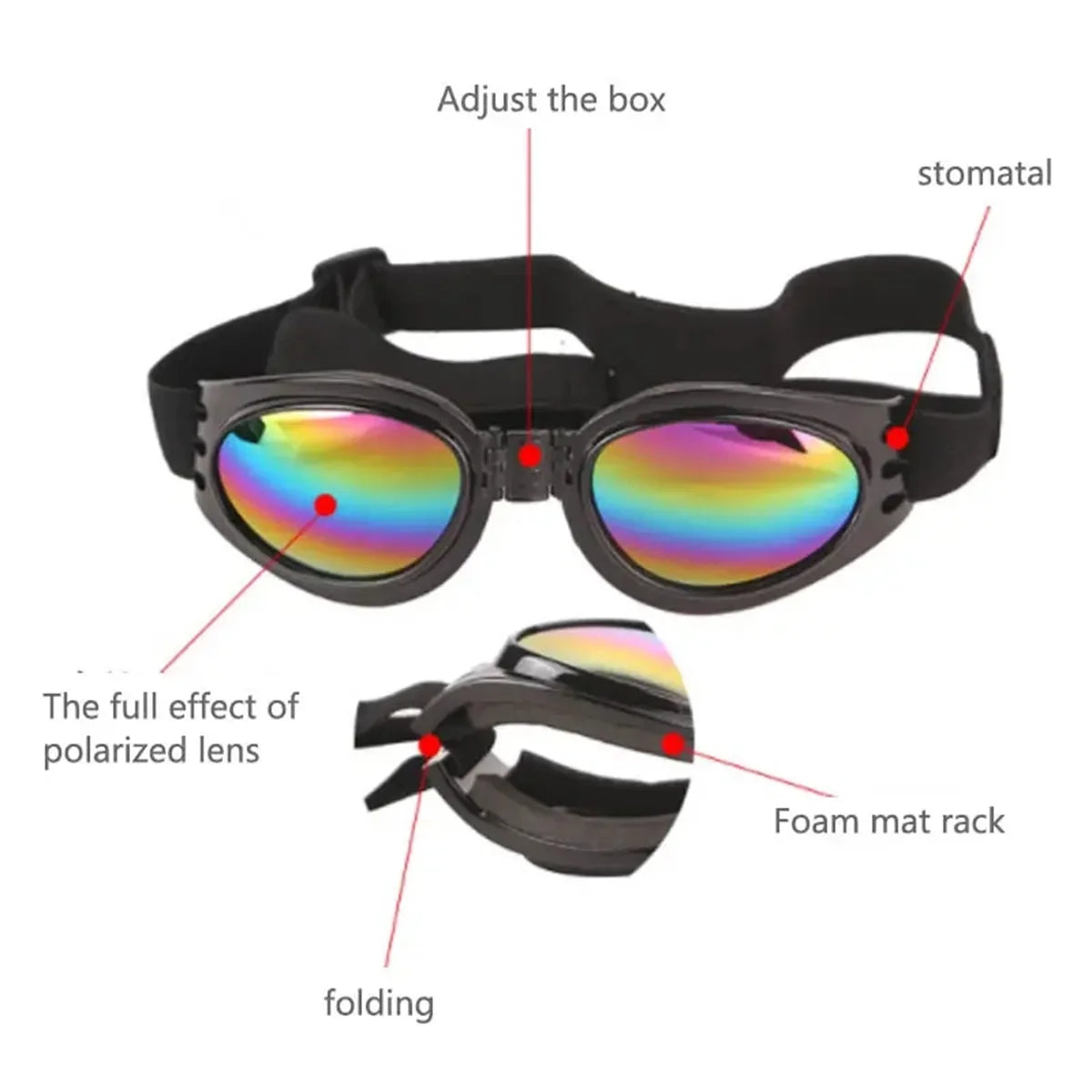 Gafas de sol plegables y modernas para mascotas - Gafas para perros para exteriores y protección solar - Accesorios para perros y gatos