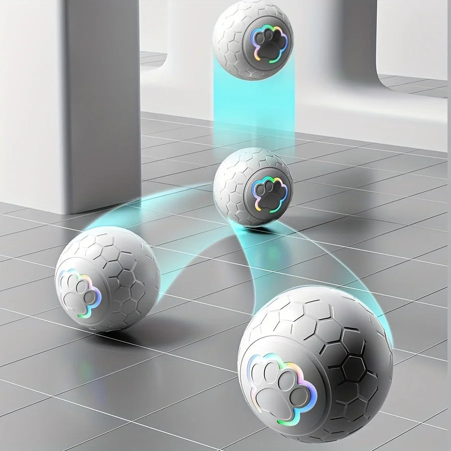 Pelota de juguete interactiva inteligente para perros, pelota de juguete electrónica para mascotas, pelota de juguete USB automática que rebota y rueda con luces RGB para cachorros y gatos.