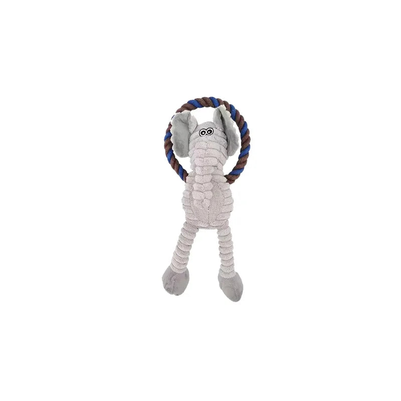 Juguetes de peluche para perros, juguetes de animales con sonido, juguetes masticables con forma de león, elefante y mono para mascotas, juguete interactivo para la limpieza dental, entrenamiento para mascotas, antimordeduras.