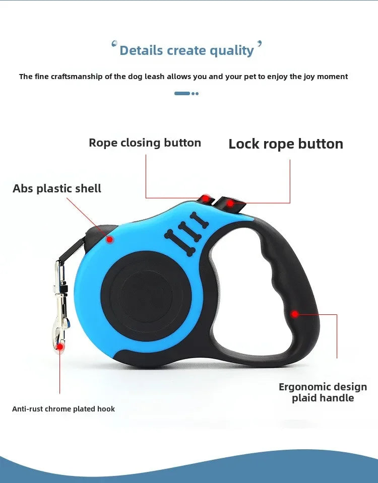 Correa para perros de 3 m y 5 m, resistente, de nailon, para cachorros, perros pequeños, medianos y grandes, gatos, retráctil automática, duradera, Yorkshire Pet Supplies.
