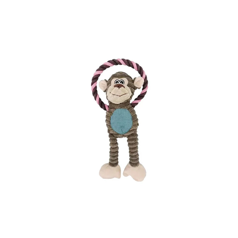 Juguetes de peluche para perros, juguetes de animales con sonido, juguetes masticables con forma de león, elefante y mono para mascotas, juguete interactivo para la limpieza dental, entrenamiento para mascotas, antimordeduras.
