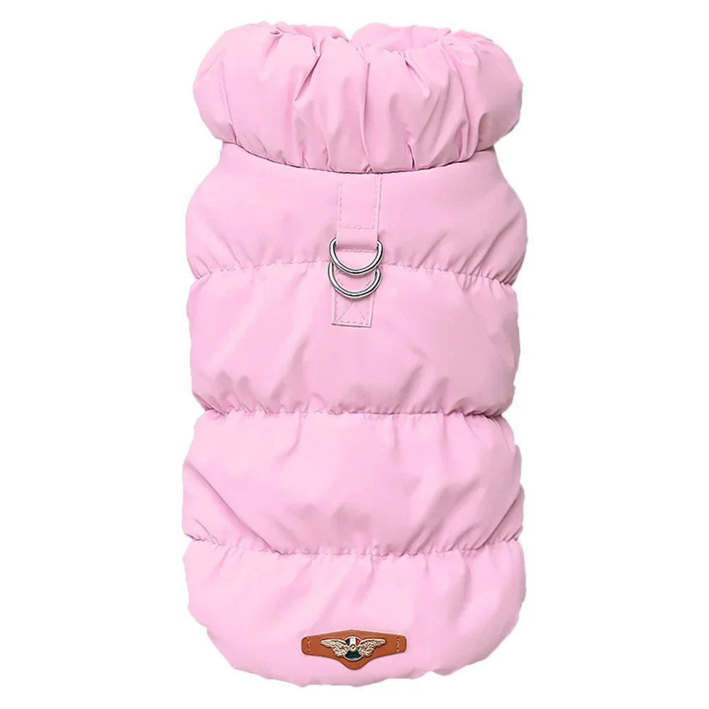 Abrigo de invierno de lujo para perros, chaleco de algodón cálido para mascotas, chaqueta gruesa de diseño para perros con anilla en D. Ropa Para Perro