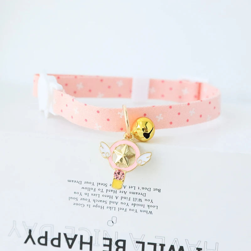 Collar original de primavera para gatos, color caramelo con cascabeles, ajustable, colorido, para gatitos y cachorros. Collares de moda para mascotas Vogue.