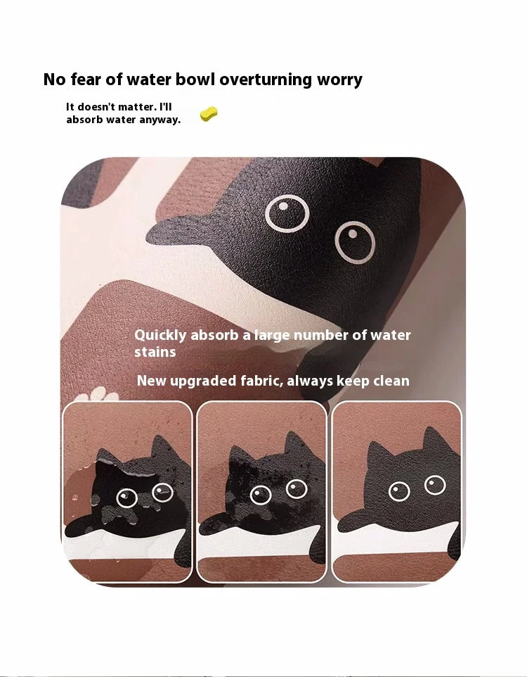 Mantel individual VIKAMA con diseño de mascotas de dibujos animados para gatos y perros, tapete para comederos, alfombra absorbente de aceite y barro de diatomeas para decoración del hogar.