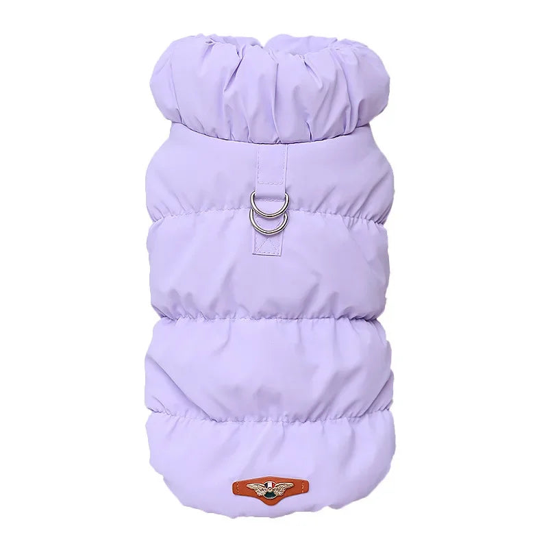 Abrigo de invierno de lujo para perros, chaleco de algodón cálido para mascotas, chaqueta gruesa de diseño para perros con anilla en D. Ropa Para Perro