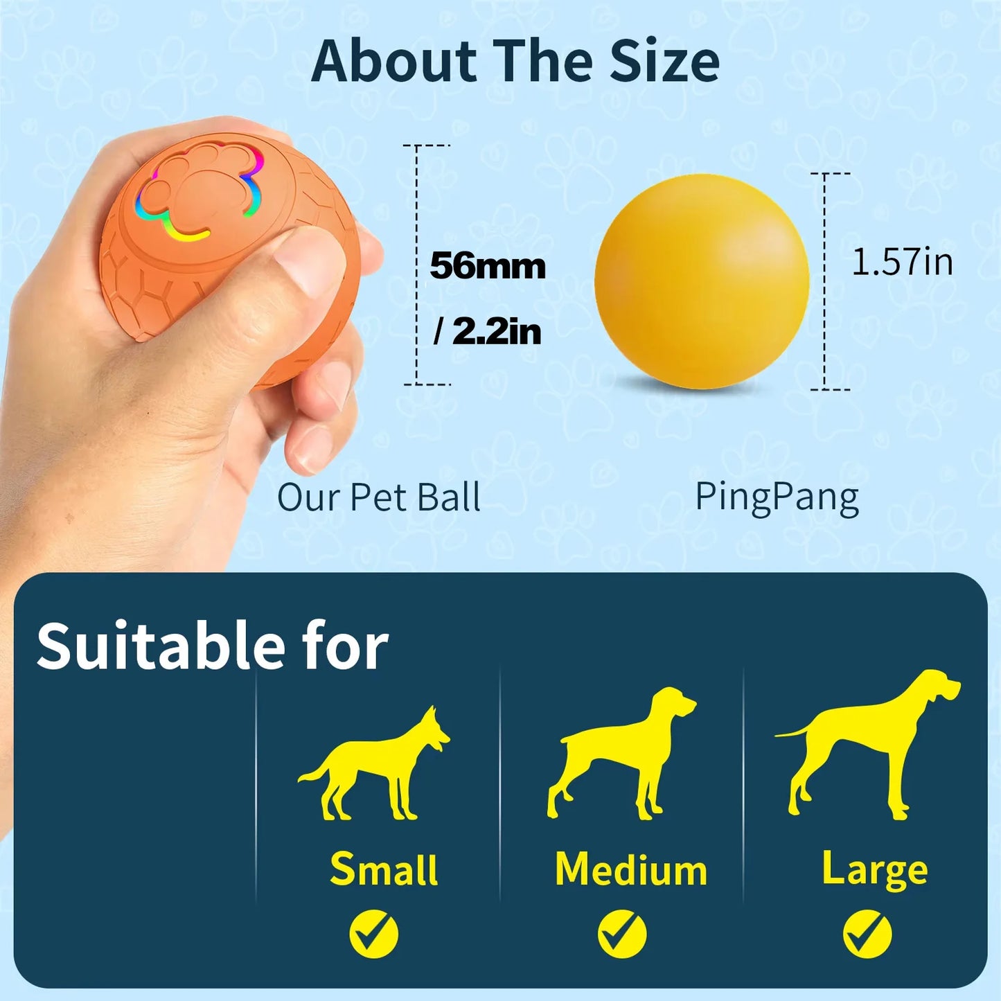 Pelota de juguete interactiva inteligente para perros, pelota de juguete electrónica para mascotas, pelota de juguete USB automática que rebota y rueda con luces RGB para cachorros y gatos.