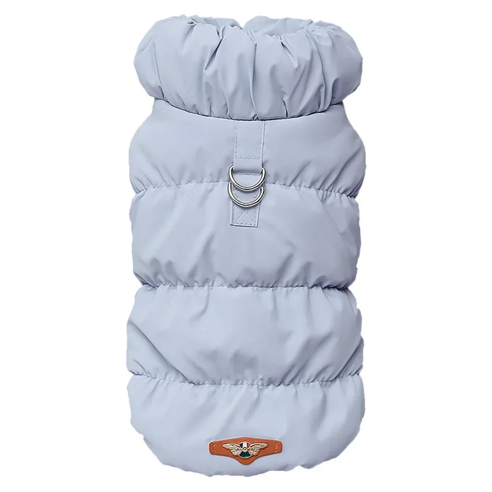 Abrigo de invierno de lujo para perros, chaleco de algodón cálido para mascotas, chaqueta gruesa de diseño para perros con anilla en D. Ropa Para Perro