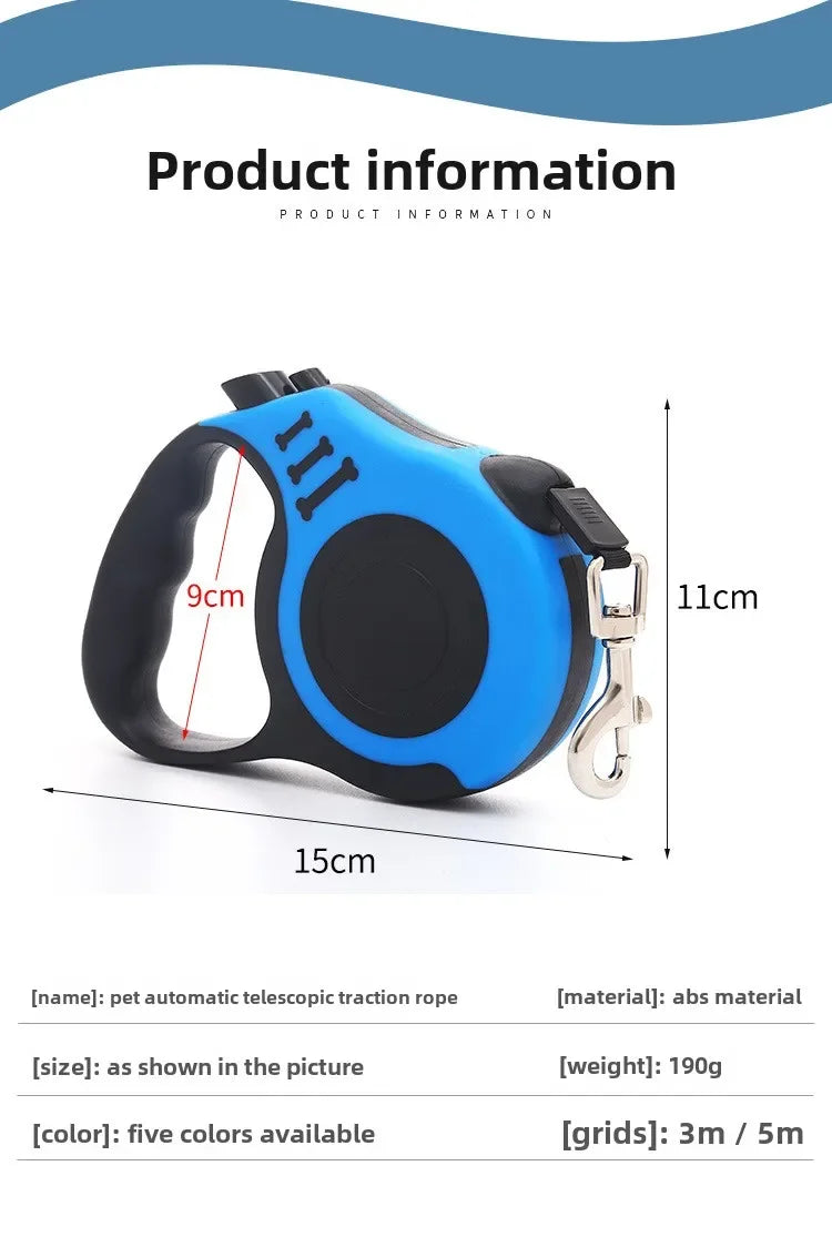 Correa para perros de 3 m y 5 m, resistente, de nailon, para cachorros, perros pequeños, medianos y grandes, gatos, retráctil automática, duradera, Yorkshire Pet Supplies.