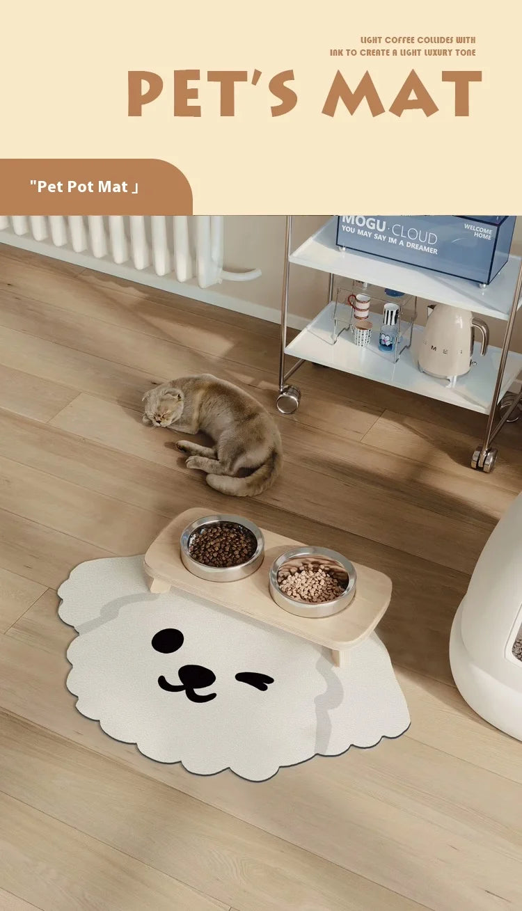 Mantel individual VIKAMA con diseño de mascotas de dibujos animados para gatos y perros, tapete para comederos, alfombra absorbente de aceite y barro de diatomeas para decoración del hogar.