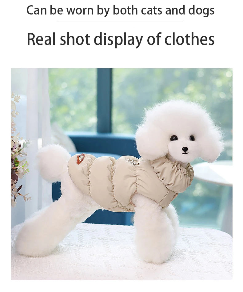 Abrigo de invierno de lujo para perros, chaleco de algodón cálido para mascotas, chaqueta gruesa de diseño para perros con anilla en D. Ropa Para Perro