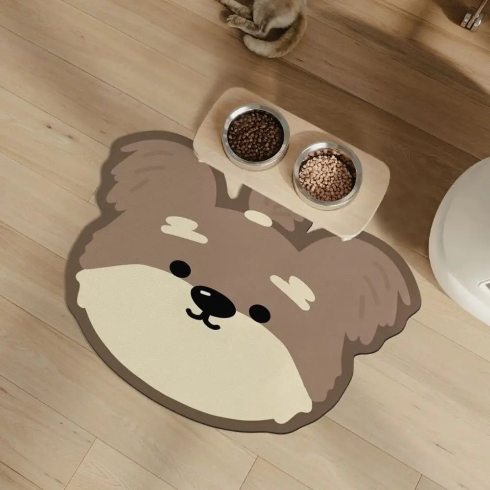 Mantel individual VIKAMA con diseño de mascotas de dibujos animados para gatos y perros, tapete para comederos, alfombra absorbente de aceite y barro de diatomeas para decoración del hogar.