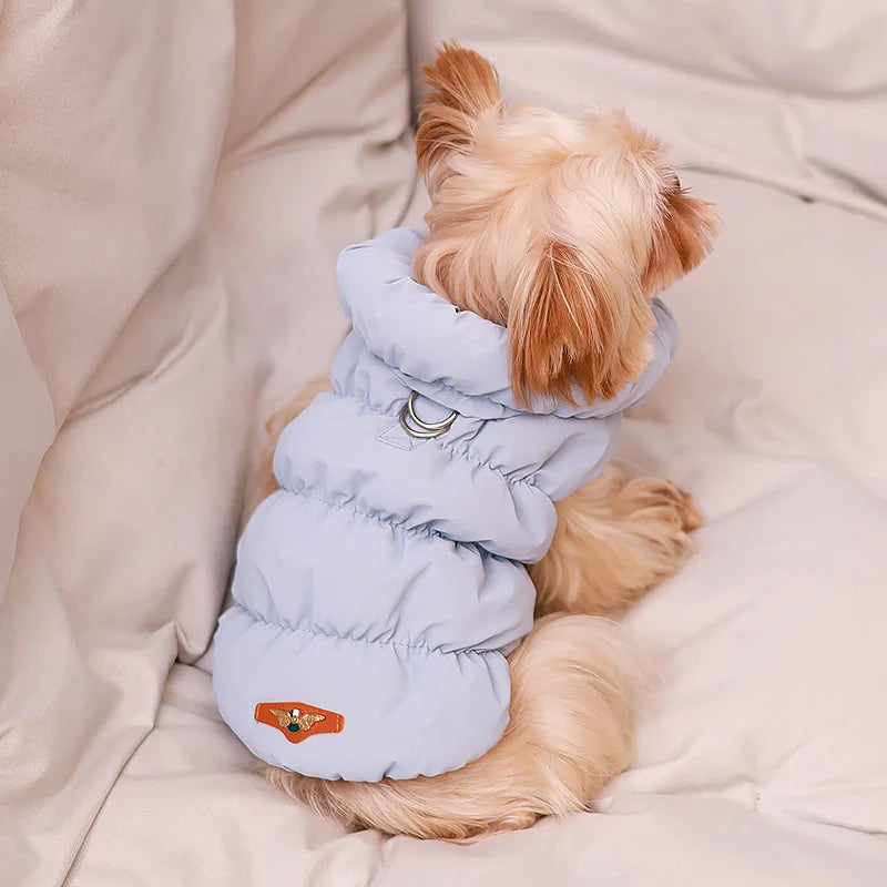 Abrigo de invierno de lujo para perros, chaleco de algodón cálido para mascotas, chaqueta gruesa de diseño para perros con anilla en D. Ropa Para Perro