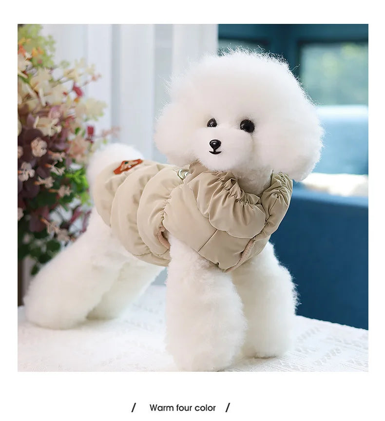 Abrigo de invierno de lujo para perros, chaleco de algodón cálido para mascotas, chaqueta gruesa de diseño para perros con anilla en D. Ropa Para Perro