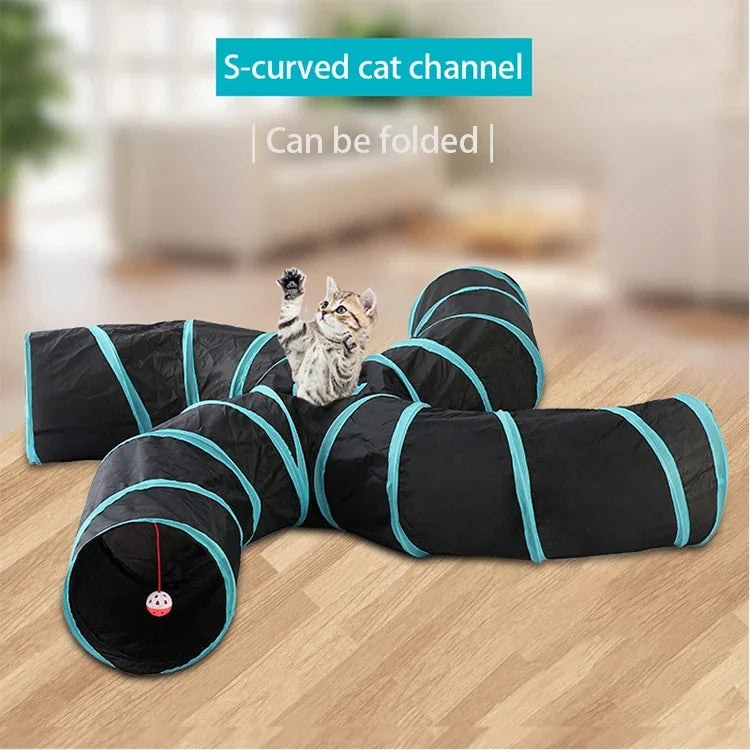 Túnel para gatos con forma de S, divertidos juguetes para gatos, juguetes plegables para gatos, juegos interactivos para conejos, túnel para gatitos, chat para mascotas.