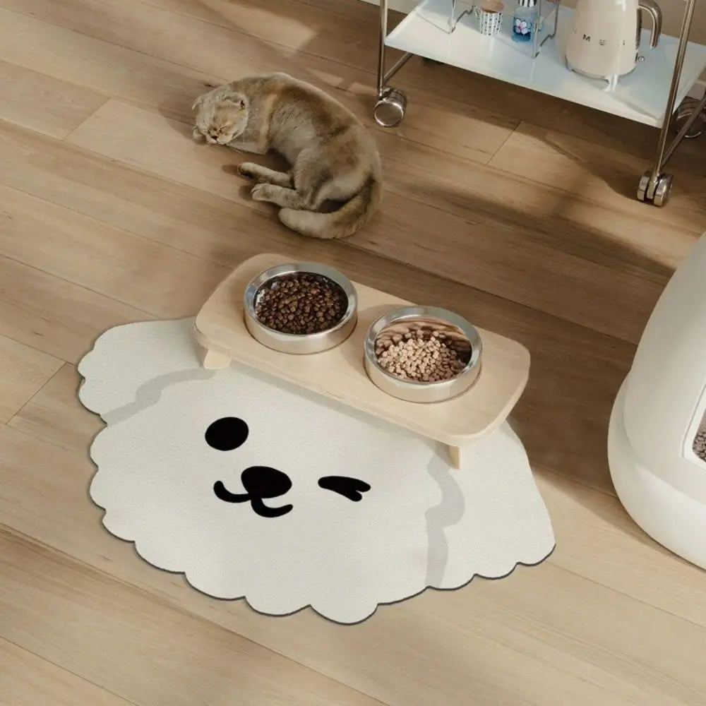 Mantel individual VIKAMA con diseño de mascotas de dibujos animados para gatos y perros, tapete para comederos, alfombra absorbente de aceite y barro de diatomeas para decoración del hogar.