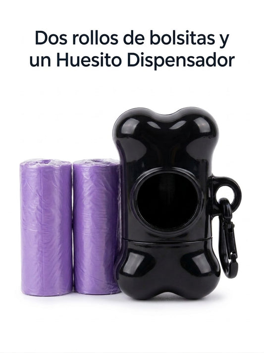 Bolsa Para Mascota Con Huesito Dispensador Dos Rollos De Bolsas