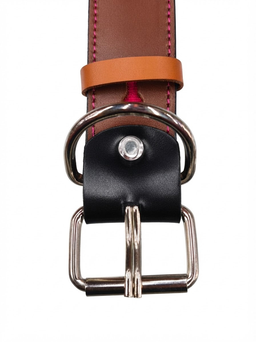 Correa Collar Perro Cuero Troquelado Huellas y Huesito 67.5cm Largo 5cm Ancho Perro Grande