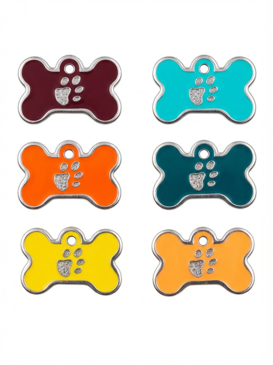 Dije Hueso Con Huella Para Mascota Placa 40mm